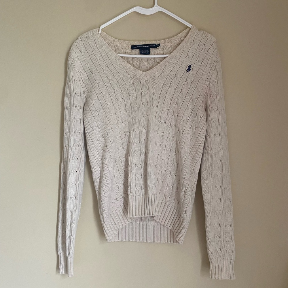 Ralph Lauren Women's V-Neck Sweater in Cream
